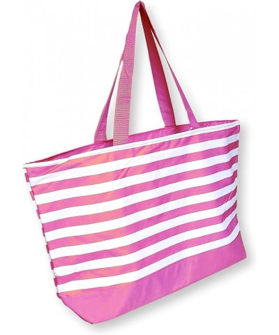 XL Oversize Fashion Print Beach Bag Open Top Organizing Tote Pink Stripe - Monogrammed $13.97 Totes