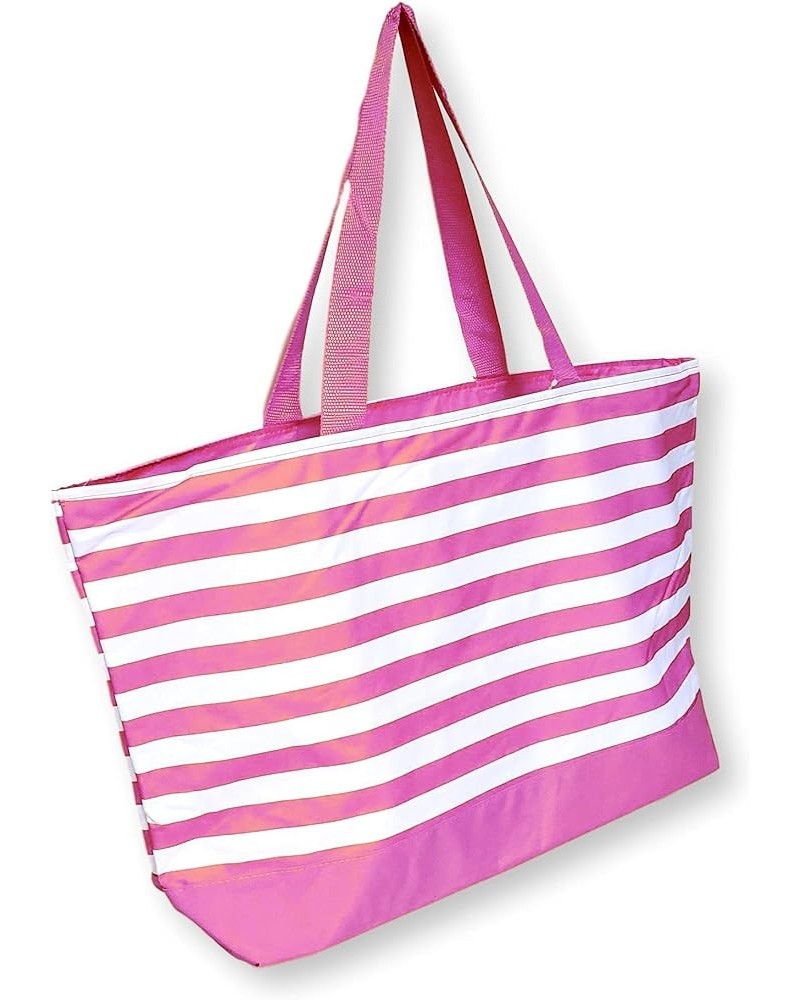 XL Oversize Fashion Print Beach Bag Open Top Organizing Tote Pink Stripe - Monogrammed $13.97 Totes