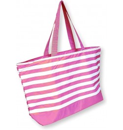 XL Oversize Fashion Print Beach Bag Open Top Organizing Tote Pink Stripe - Monogrammed $13.97 Totes