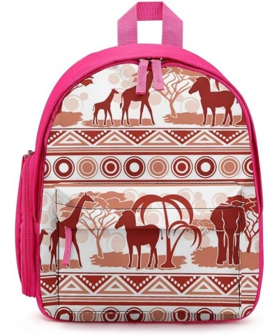 African Wild Animals Pattern Funny Backpack Small Casual Daypack Purse Travel Bag with Adjustable Strap Cute Print Pink-style...