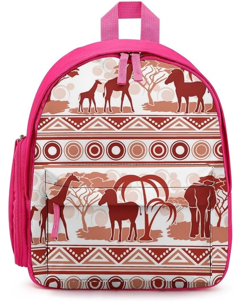 African Wild Animals Pattern Funny Backpack Small Casual Daypack Purse Travel Bag with Adjustable Strap Cute Print Pink-style...