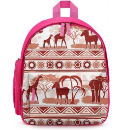 African Wild Animals Pattern Funny Backpack Small Casual Daypack Purse Travel Bag with Adjustable Strap Cute Print Pink-style...