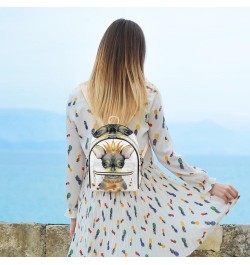 Sunflower Leaf Patterns Leather Backpack for Women Fashion Leather Bags for Women Small Leather Backpack for Women Mini Leath...