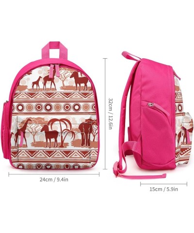 African Wild Animals Pattern Funny Backpack Small Casual Daypack Purse Travel Bag with Adjustable Strap Cute Print Pink-style...