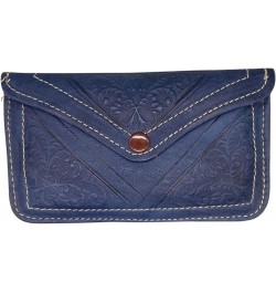 Handmade Moroccan Leather Snap Clutch Wallet - Dark Blue $20.51 Wallets