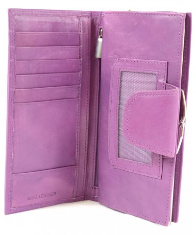 Ladies Soft Nappa Leather Matinee Wallet, Clip Frame Fastening & Popper Closure Lilac $13.44 Wallets