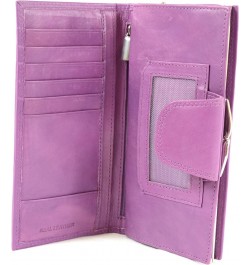 Ladies Soft Nappa Leather Matinee Wallet, Clip Frame Fastening & Popper Closure Lilac $13.44 Wallets