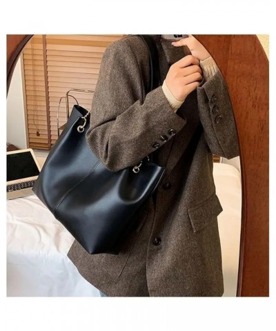 Chain Tote Bag Women's Shoulder Large Capacity Female PU Handbag (light brown) Black $23.37 Totes