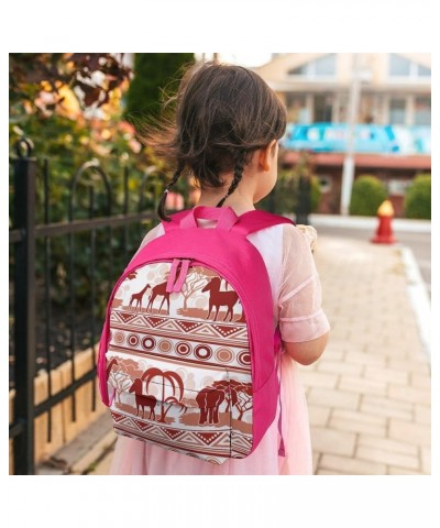 African Wild Animals Pattern Funny Backpack Small Casual Daypack Purse Travel Bag with Adjustable Strap Cute Print Pink-style...