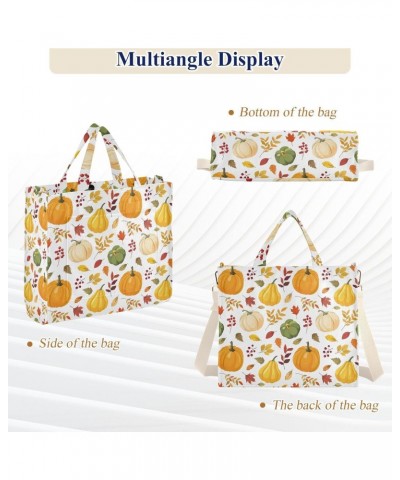 Tote Bag Pattern with Colorful Pumpkins Trendy Corduroy Bag Crossbody Bag with Zipper and Magnetic Clasp $14.45 Totes