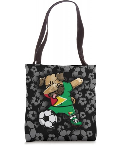 Dabbing Pug Dog Guyana Soccer Fans Jersey Guyanese Football Tote Bag $14.67 Totes