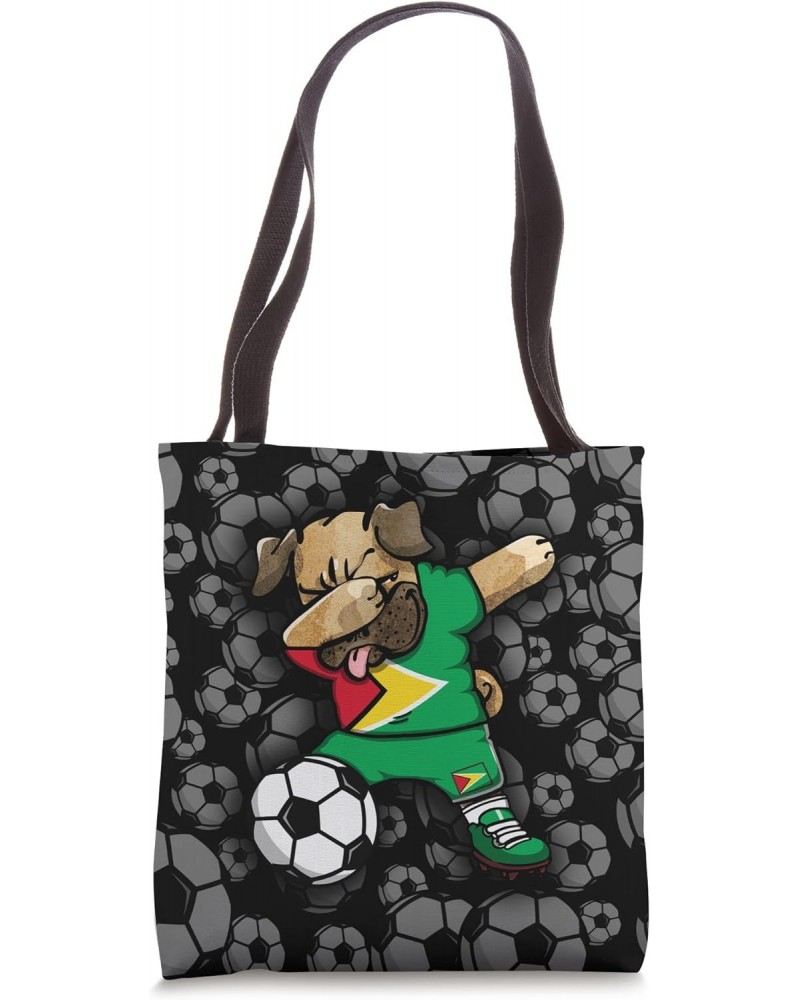 Dabbing Pug Dog Guyana Soccer Fans Jersey Guyanese Football Tote Bag $14.67 Totes