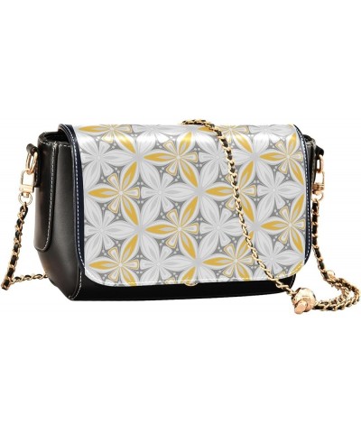 Light Pink Rose PU Leather Shoulder Bag Waterproof Women Crossbody Purse Designer Handbags with Chain Strap Yellow White Flow...