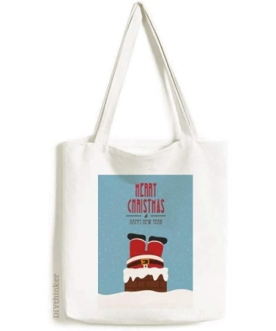 mas Santa Claus New Year Festival Tote Canvas Bag Shopping Satchel Casual Handbag $15.19 Totes