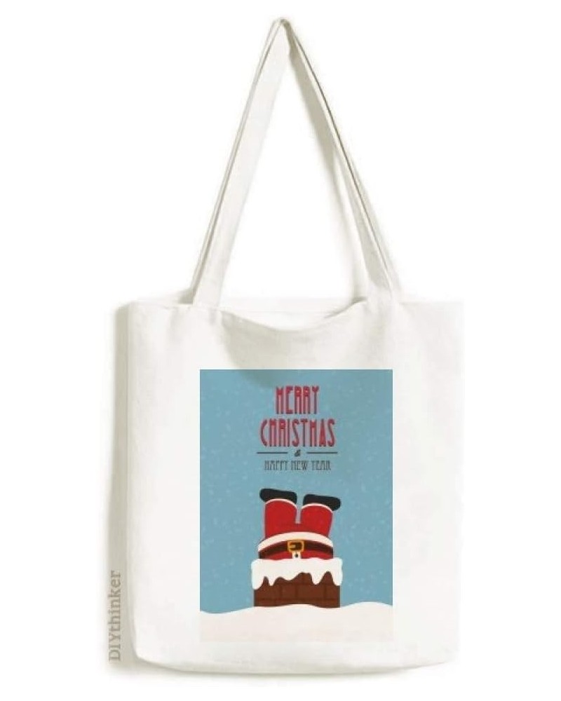 mas Santa Claus New Year Festival Tote Canvas Bag Shopping Satchel Casual Handbag $15.19 Totes