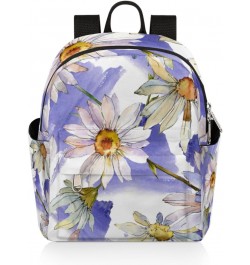 Watercolor Daisy Floral Mini Backpack Purse for Women, White Purple Small Fashion Daypack Lightweight, Cute Casual Travel Bag...