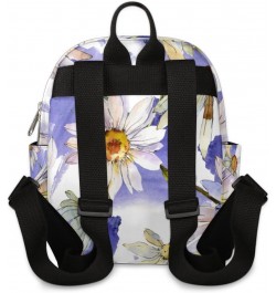 Watercolor Daisy Floral Mini Backpack Purse for Women, White Purple Small Fashion Daypack Lightweight, Cute Casual Travel Bag...