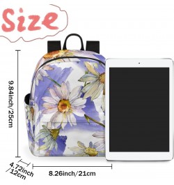 Watercolor Daisy Floral Mini Backpack Purse for Women, White Purple Small Fashion Daypack Lightweight, Cute Casual Travel Bag...