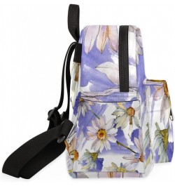 Watercolor Daisy Floral Mini Backpack Purse for Women, White Purple Small Fashion Daypack Lightweight, Cute Casual Travel Bag...