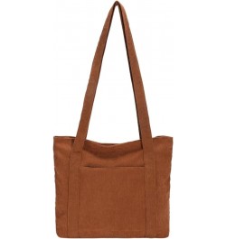 Corduroy Tote Bag Messenger Bag Shoulder Hobo Crossbody Zipper Bag Casual Work Shopping Women Brown $10.25 Totes