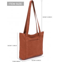 Corduroy Tote Bag Messenger Bag Shoulder Hobo Crossbody Zipper Bag Casual Work Shopping Women Brown $10.25 Totes