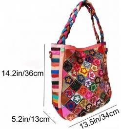 Genuine Leather Handbags for Women 3D Floral Tote Bags Hand Woven Strap Shoulder Bag Satchel Crossbody Bag Purses Multicolor ...