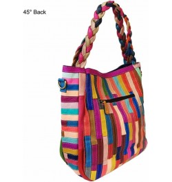 Genuine Leather Handbags for Women 3D Floral Tote Bags Hand Woven Strap Shoulder Bag Satchel Crossbody Bag Purses Multicolor ...