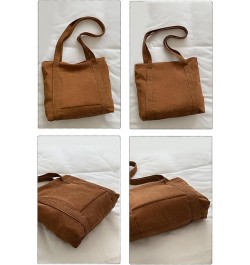 Corduroy Tote Bag Messenger Bag Shoulder Hobo Crossbody Zipper Bag Casual Work Shopping Women Brown $10.25 Totes