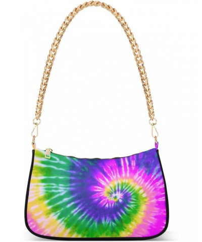 Small Chain Shoulder Bag for Women Rainbow Tie Dye Pride Swirl Purple Hobo Handbags Tote Clutch Bag Ladies Crossbody Bag Purs...