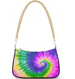 Small Chain Shoulder Bag for Women Rainbow Tie Dye Pride Swirl Purple Hobo Handbags Tote Clutch Bag Ladies Crossbody Bag Purs...