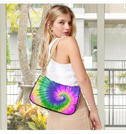 Small Chain Shoulder Bag for Women Rainbow Tie Dye Pride Swirl Purple Hobo Handbags Tote Clutch Bag Ladies Crossbody Bag Purs...