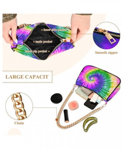 Small Chain Shoulder Bag for Women Rainbow Tie Dye Pride Swirl Purple Hobo Handbags Tote Clutch Bag Ladies Crossbody Bag Purs...