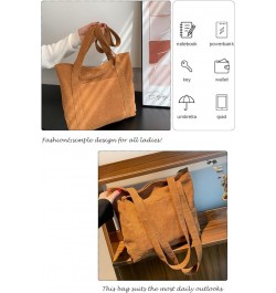 Corduroy Tote Bag Messenger Bag Shoulder Hobo Crossbody Zipper Bag Casual Work Shopping Women Brown $10.25 Totes