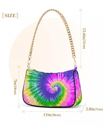 Small Chain Shoulder Bag for Women Rainbow Tie Dye Pride Swirl Purple Hobo Handbags Tote Clutch Bag Ladies Crossbody Bag Purs...