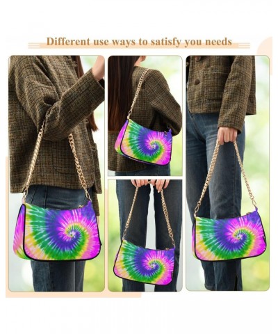 Small Chain Shoulder Bag for Women Rainbow Tie Dye Pride Swirl Purple Hobo Handbags Tote Clutch Bag Ladies Crossbody Bag Purs...