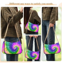 Small Chain Shoulder Bag for Women Rainbow Tie Dye Pride Swirl Purple Hobo Handbags Tote Clutch Bag Ladies Crossbody Bag Purs...