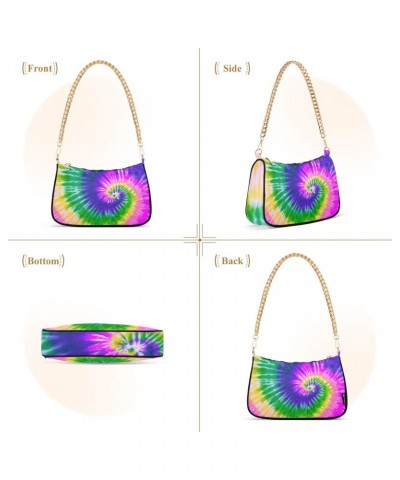 Small Chain Shoulder Bag for Women Rainbow Tie Dye Pride Swirl Purple Hobo Handbags Tote Clutch Bag Ladies Crossbody Bag Purs...