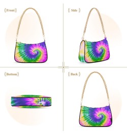 Small Chain Shoulder Bag for Women Rainbow Tie Dye Pride Swirl Purple Hobo Handbags Tote Clutch Bag Ladies Crossbody Bag Purs...