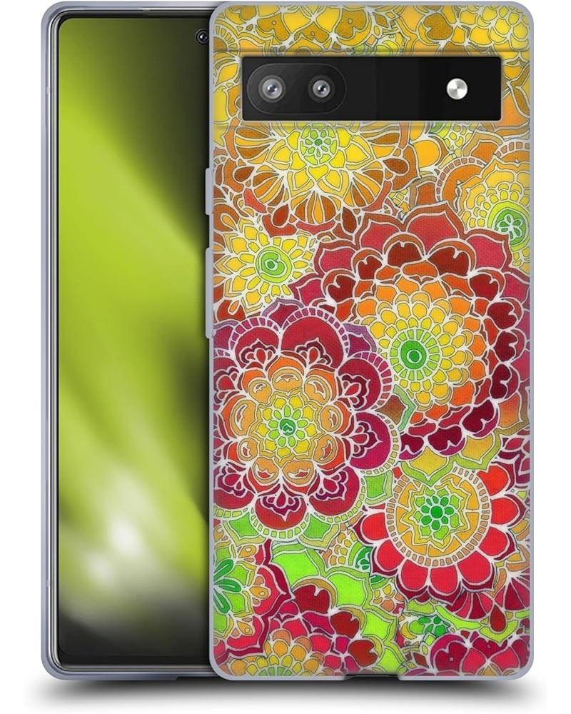 Officially Licensed Micklyn Le Feuvre Collage of Flowers and Pattern Florals 2 Soft Gel Case Compatible with Google Pixel 6a ...