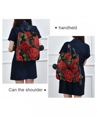 Elegant Red Rose Leaves Backpack Purse for Women Travel Casual Daypack College Bookbag Work Business Ladies Shoulder Bag $23....