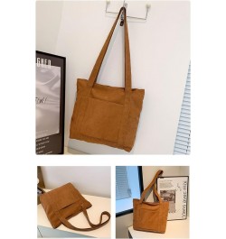 Corduroy Tote Bag Messenger Bag Shoulder Hobo Crossbody Zipper Bag Casual Work Shopping Women Brown $10.25 Totes