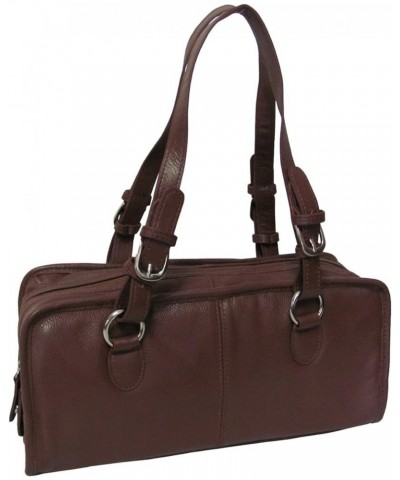 Classy Belt Stitched Leather Satchel (1828-0249) Brown $35.44 Satchels