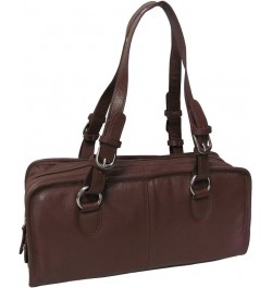 Classy Belt Stitched Leather Satchel (1828-0249) Brown $35.44 Satchels