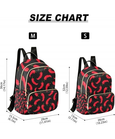 Botanic Women Backpack Cute Chilli Red Black Funny Anti-Theft Travel Backpack with Luggage Belt Lightweight Handbag Lady Purs...