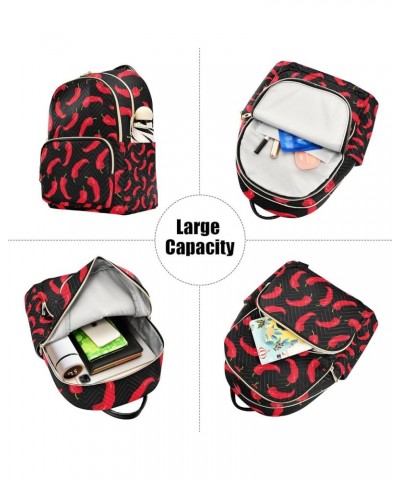 Botanic Women Backpack Cute Chilli Red Black Funny Anti-Theft Travel Backpack with Luggage Belt Lightweight Handbag Lady Purs...