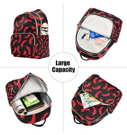 Botanic Women Backpack Cute Chilli Red Black Funny Anti-Theft Travel Backpack with Luggage Belt Lightweight Handbag Lady Purs...