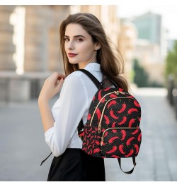 Botanic Women Backpack Cute Chilli Red Black Funny Anti-Theft Travel Backpack with Luggage Belt Lightweight Handbag Lady Purs...