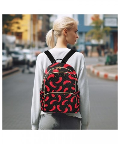 Botanic Women Backpack Cute Chilli Red Black Funny Anti-Theft Travel Backpack with Luggage Belt Lightweight Handbag Lady Purs...