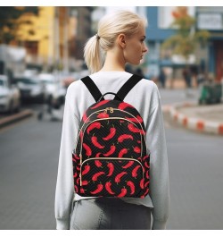 Botanic Women Backpack Cute Chilli Red Black Funny Anti-Theft Travel Backpack with Luggage Belt Lightweight Handbag Lady Purs...