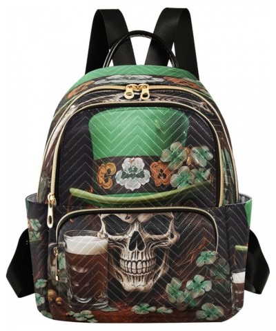 St Patrick's Day Skull Quilted Backpack for Women Travel Bags Shoulder Bag Purse for Work Daily Nurse M Small $16.42 Backpacks